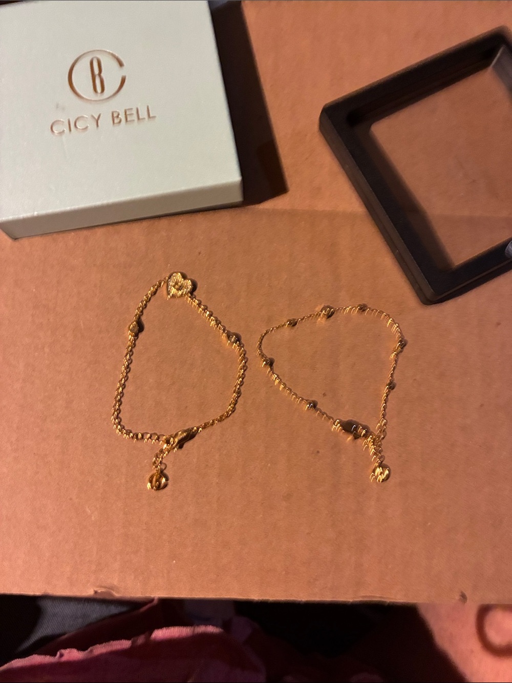 Gold Anklet / Bracelet Duo - Gold Tone initial B